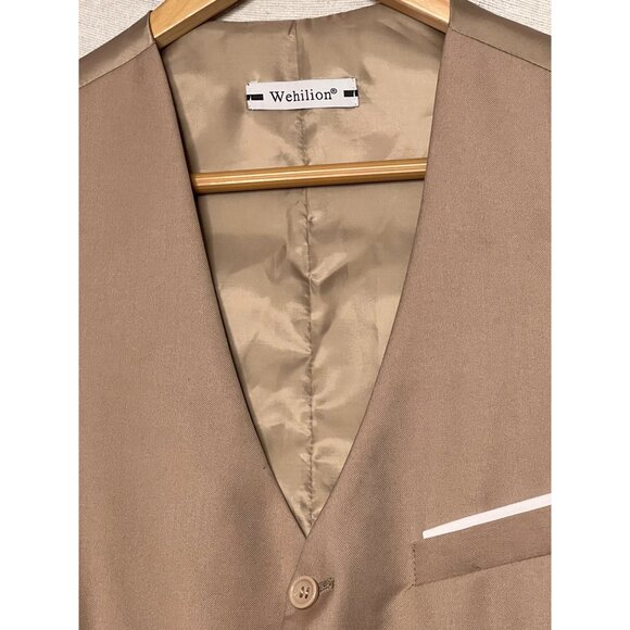 Wehilion Men's  Size M Champagne Formal Jacket Vest 4 Button Front - Picture 3 of 13